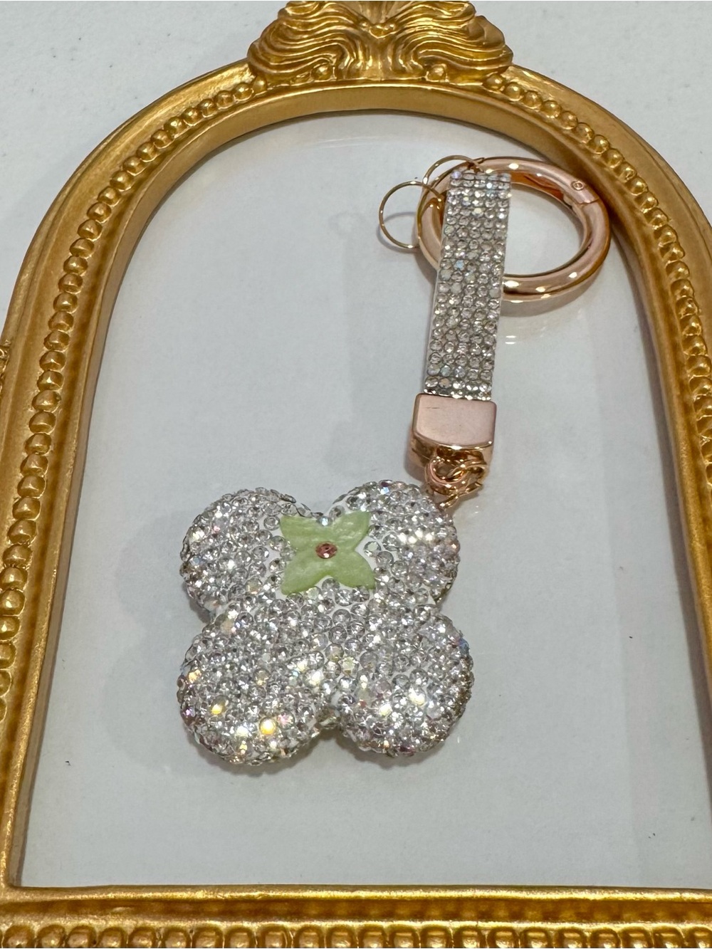 New Silver Metal Crystal Flower Key chain